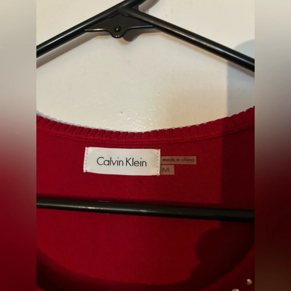 Calvin Klein Scarlet Dress with Metallic Details - Picture 6 of 10